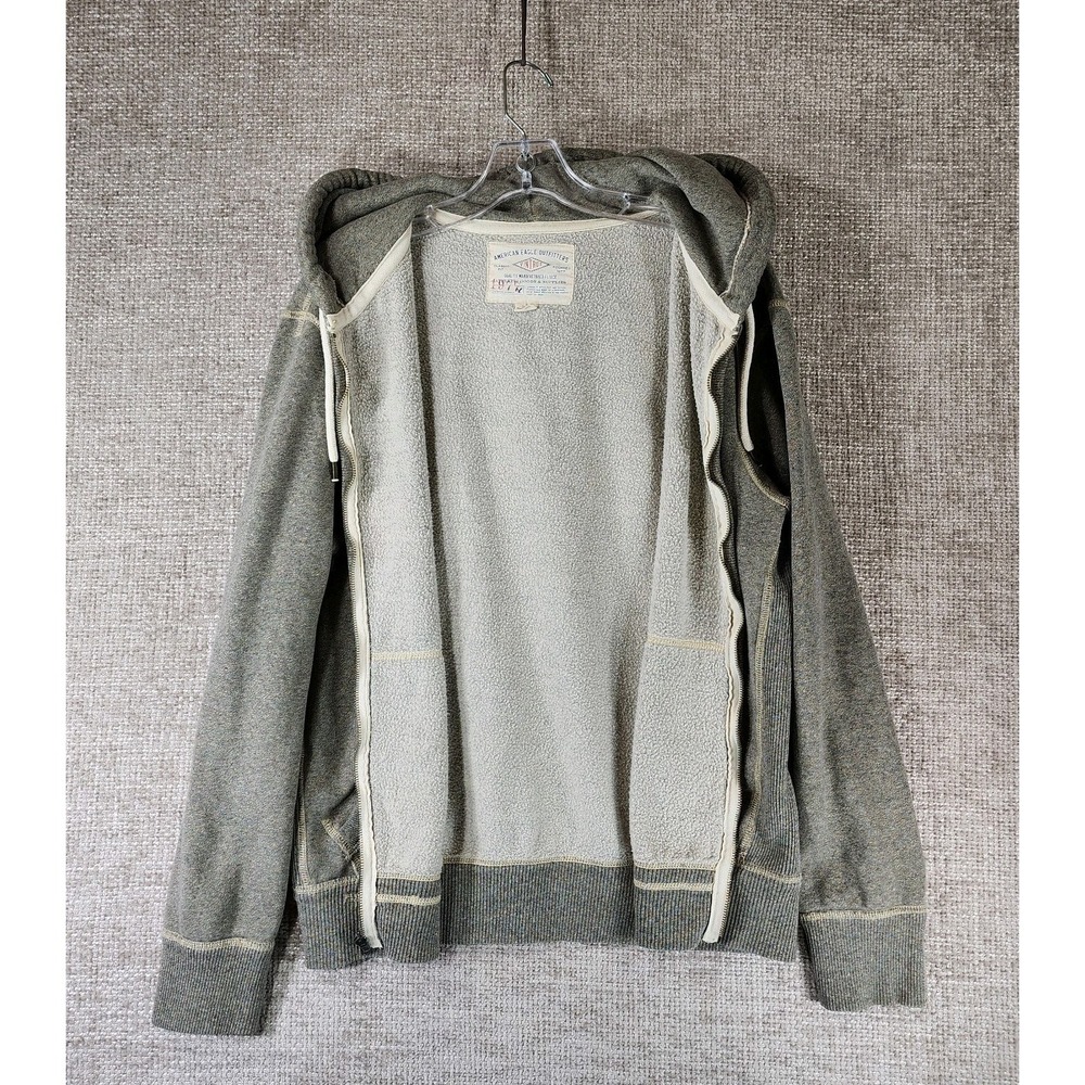 American Eagle Outfitters Hoodie Mens M Gray Full Zip Fleece Vintage 1977 - Picture 11 of 13